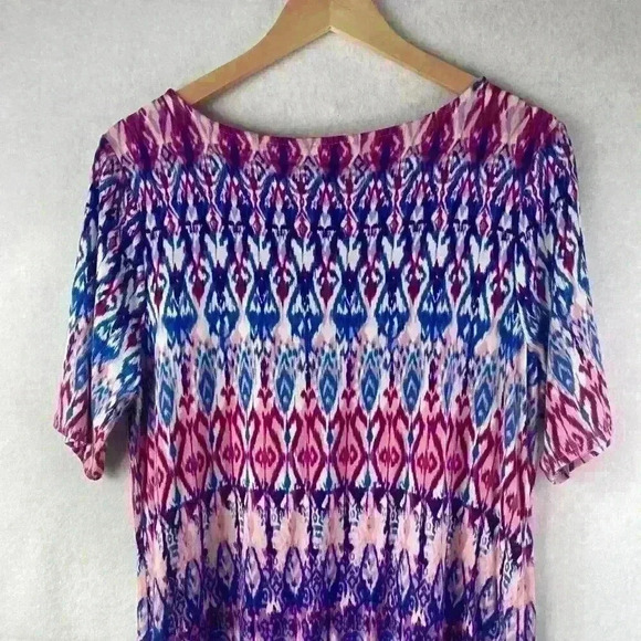 Chico’s‎ Pastel Ikat Print Keyhole Jersey Knit Shift Dress Size 2P/PL - Picture 10 of 12